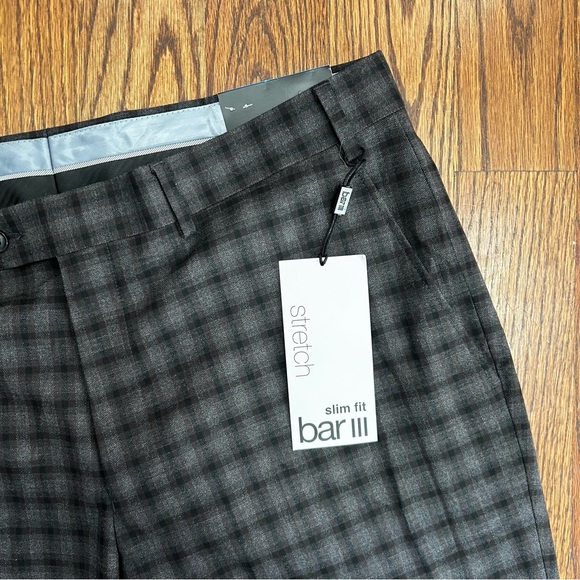 Bar III Men's Dark Plaid Chinos, 36W x 34L, new with tags - Picture 4 of 6